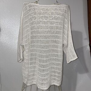 Womans Purejill Knit Top Size Petite M Ivory 72 Cotton/28 Nylon